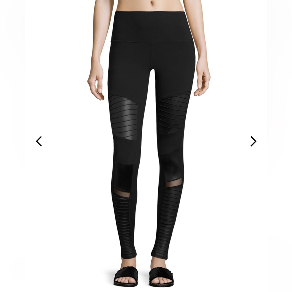 Alo Yoga Black/Black Glossy High Waist Moto Leggings size XS